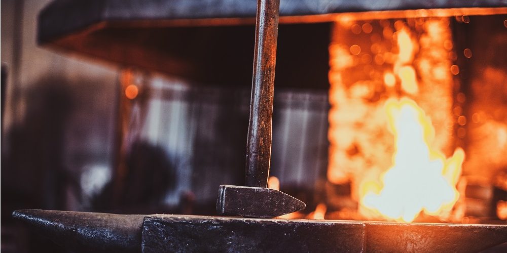 Smith workshop with nessecary equipment and working stove Hot Forging